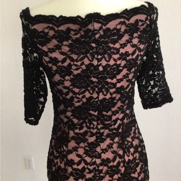 Black Lace Overlay Dress - Picture 4 of 6